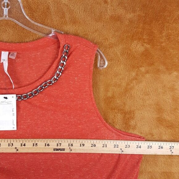 NY COLLECTION Womens Top Plus 2X Brick Pullover Draped Tank Chain Crew Heathered - Picture 4 of 7